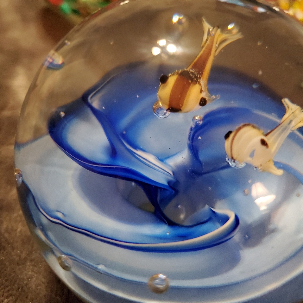 Murano glass paperweight fish/whale
